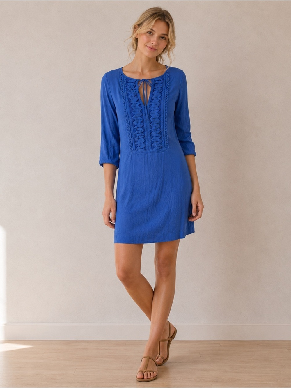 Diane Von Furstenberg Iliana Embellished Dress Royal Blue 100% Silk Size 2